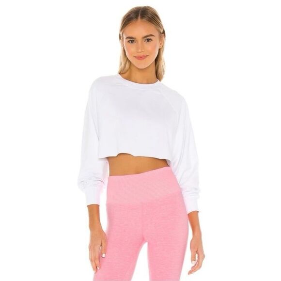 Alo Double Take Cropped Pullover in White - Picture 6 of 12